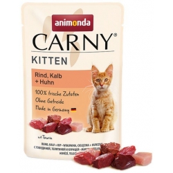 ANIMONDA CARNY KITTEN WOŁOWINA+CIELĘCINA+KURCZAK SASZETKA 85G